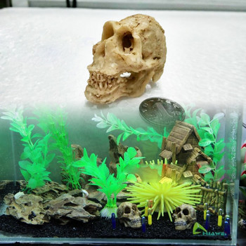 1τεμ. Ενυδρείο Skull Resin Fish Tank Skull Resin Στολίδι Reptile Tank Fish Tank Aquarium Decoration