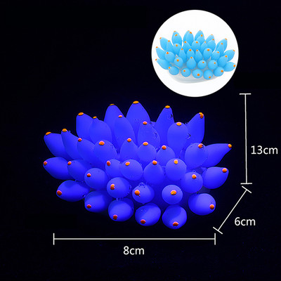 Silicon moale pentru acvariu Coral Anemone de mare Decorație Fluorescență Rezervor de pește Coral Flower Ornament acvatic care strălucește în lumină