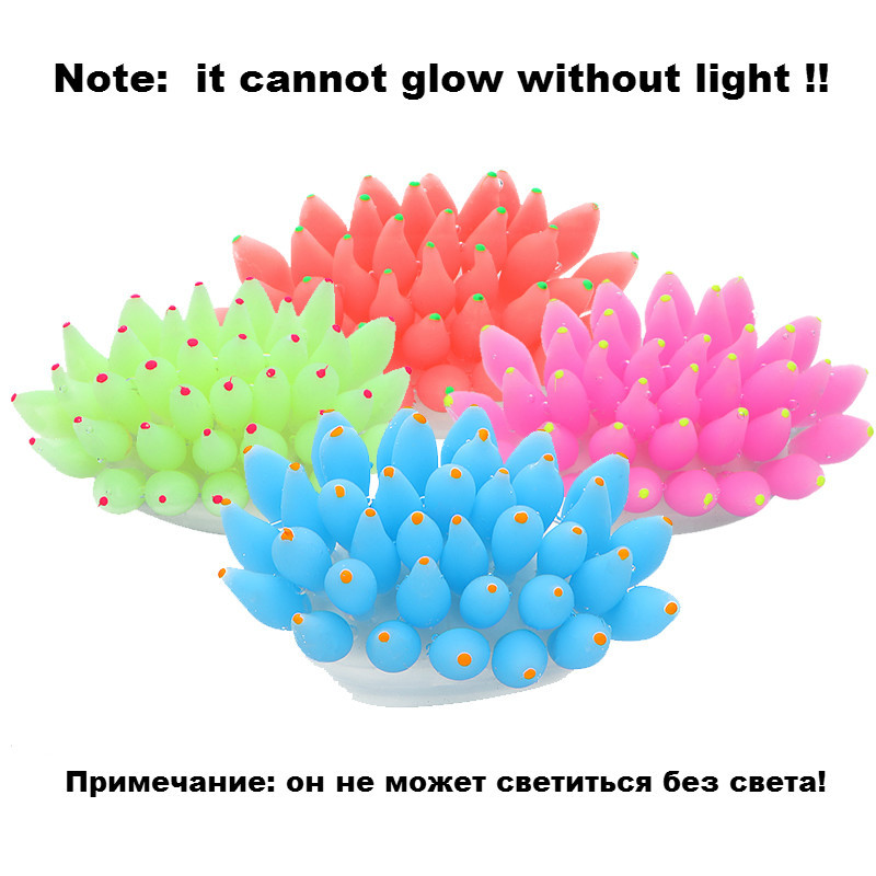 Silicon moale pentru acvariu Coral Anemone de mare Decorație Fluorescență Rezervor de pește Coral Flower Ornament acvatic care strălucește în lumină