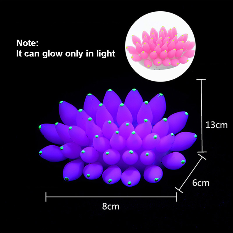 Silicon moale pentru acvariu Coral Anemone de mare Decorație Fluorescență Rezervor de pește Coral Flower Ornament acvatic care strălucește în lumină