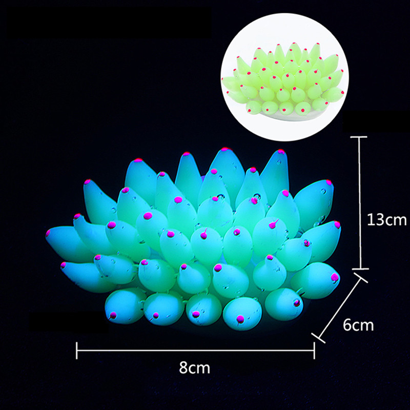 Silicon moale pentru acvariu Coral Anemone de mare Decorație Fluorescență Rezervor de pește Coral Flower Ornament acvatic care strălucește în lumină