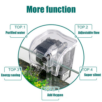 Водопад Висяща външна кислородна помпа Филтър за вода Качество на чистата вода за малък аквариум Кръгъл аквариум Аквариум