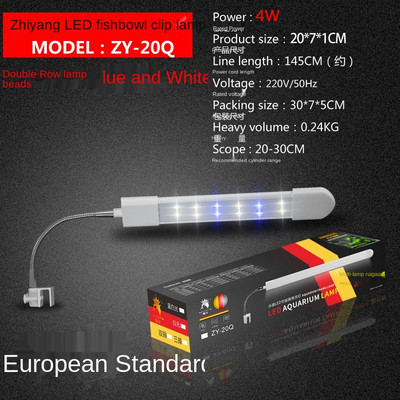 220V Κλιπ δεξαμενής ψαριών φως led ενυδρείο υδρόβιο φυτό φως ενυδρείο φωτισμός LED διπλής σειράς μπλε και άσπρο φως βραχίονα