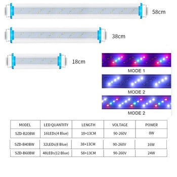 LED осветление за аквариум Супер тънка светлинна лента с разширяема водоустойчива 3 режима Лампа с щипка за пейзажно осветление на водни растения