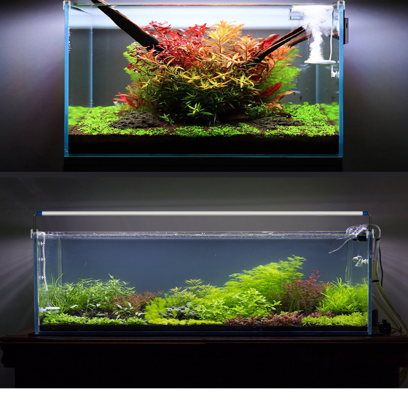 LED akvārija apgaismojums īpaši plāns gaismas stienis ar izvēršamu ūdensnecaurlaidīgu 3 režīmu ūdensaugu ainavu apgaismojuma klipu lampa