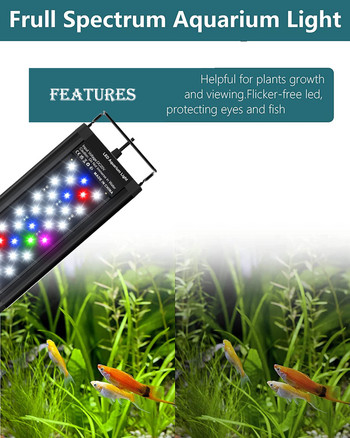 Νέο Ενυδρείο Led Light για Λάμπα Δεξαμενής Ψαριών Αδιάβροχο και Έξυπνο Φωτιστικό Ενυδρείου Πλήρους Φάσματος Αξεσουάρ για Καλλιεργητικά Φυτά