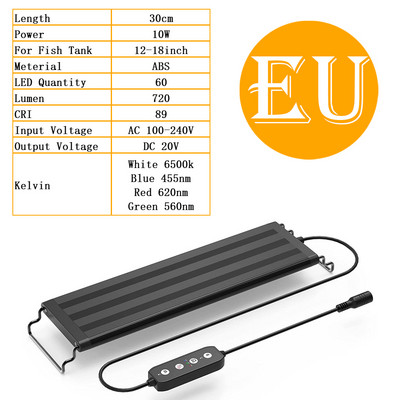 Nouă lumină LED pentru acvariu pentru lampă pentru rezervor de pește Iluminări pentru acvariu cu spectru complet, impermeabile și inteligente, pentru cultivarea plantelor Accesorii