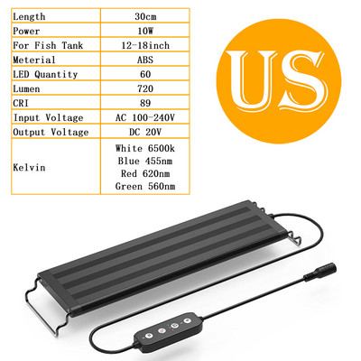 Nouă lumină LED pentru acvariu pentru lampă pentru rezervor de pește Iluminări pentru acvariu cu spectru complet, impermeabile și inteligente, pentru cultivarea plantelor Accesorii