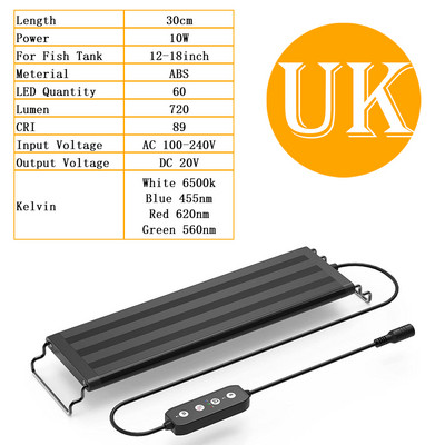 Nouă lumină LED pentru acvariu pentru lampă pentru rezervor de pește Iluminări pentru acvariu cu spectru complet, impermeabile și inteligente, pentru cultivarea plantelor Accesorii