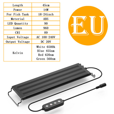 Nouă lumină LED pentru acvariu pentru lampă pentru rezervor de pește Iluminări pentru acvariu cu spectru complet, impermeabile și inteligente, pentru cultivarea plantelor Accesorii