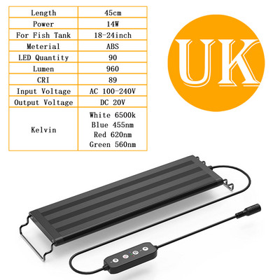 Nouă lumină LED pentru acvariu pentru lampă pentru rezervor de pește Iluminări pentru acvariu cu spectru complet, impermeabile și inteligente, pentru cultivarea plantelor Accesorii