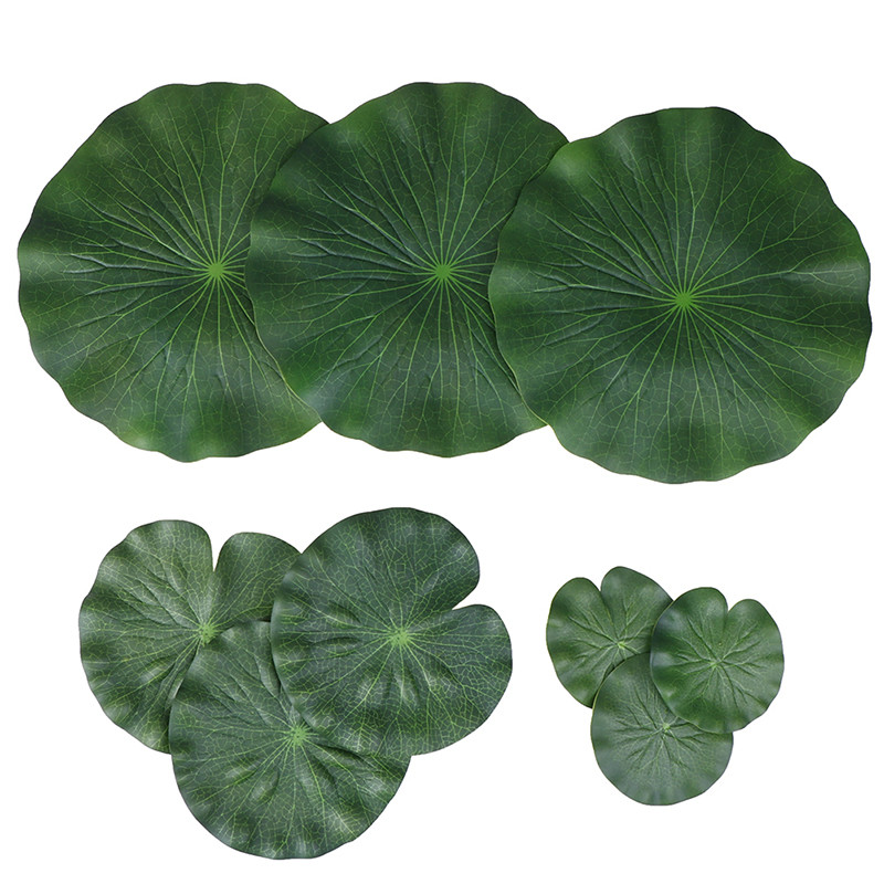 Pachet De 9 Tampoane Artificiale Plutitoare De Nufă Frunze De Lotus Ornamente Verde | Perfect pentru Patio Koi Fish Pond Pool Aquariu