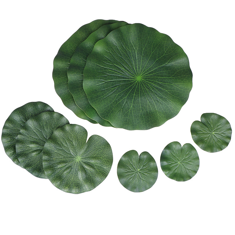 Pachet De 9 Tampoane Artificiale Plutitoare De Nufă Frunze De Lotus Ornamente Verde | Perfect pentru Patio Koi Fish Pond Pool Aquariu