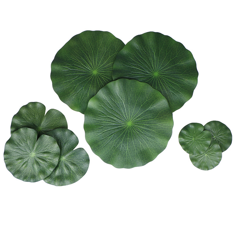 Pachet De 9 Tampoane Artificiale Plutitoare De Nufă Frunze De Lotus Ornamente Verde | Perfect pentru Patio Koi Fish Pond Pool Aquariu