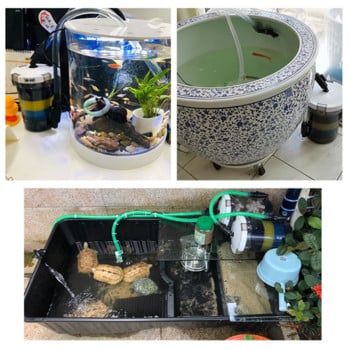 Mini Aquarium Εξωτερικό Φίλτρο Βαρέλι Χελώνα Δεξαμενή Φίλτρο δεξαμενής ψαριών Προφίλτρου κάδος ενυδρείου με γρασίδι διαφανής κάδος