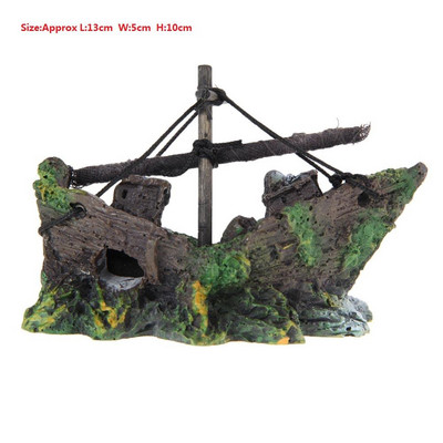 Resin Home Aquarium Ornament Wreck Sunk Ship Aquarium Ornament Καταστροφέας ιστιοπλοϊκού σκάφους Fish Tank Tank Aquarium Decoration