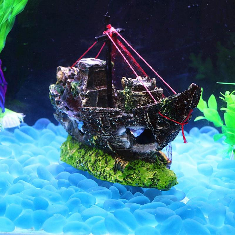 Resin Home Aquarium Ornament Wreck Sunk Ship Aquarium Ornament Καταστροφέας ιστιοπλοϊκού σκάφους Fish Tank Tank Aquarium Decoration