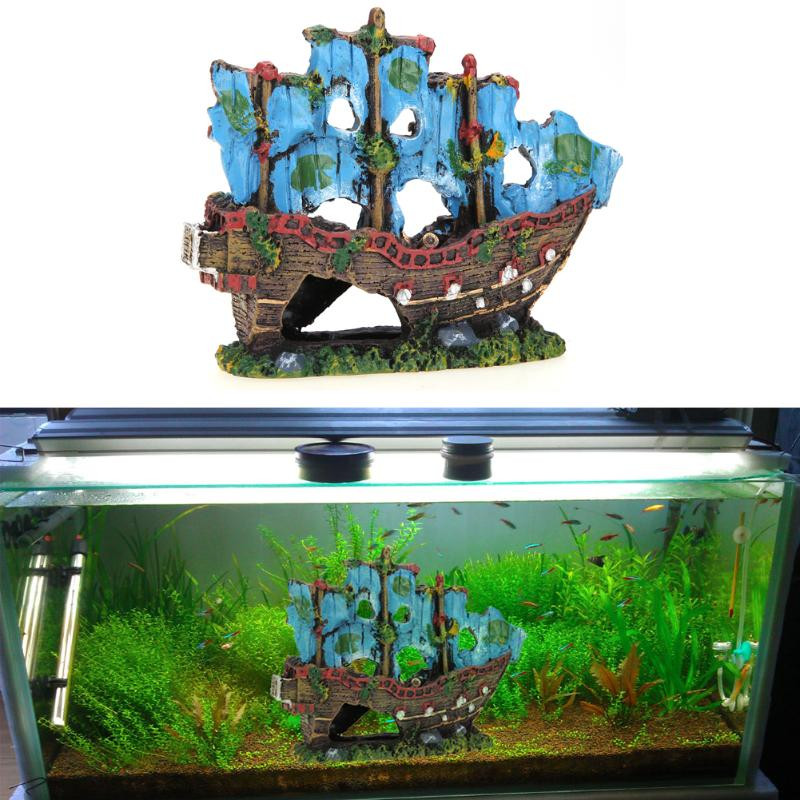 Resin Home Aquarium Ornament Wreck Sunk Ship Aquarium Ornament Καταστροφέας ιστιοπλοϊκού σκάφους Fish Tank Tank Aquarium Decoration
