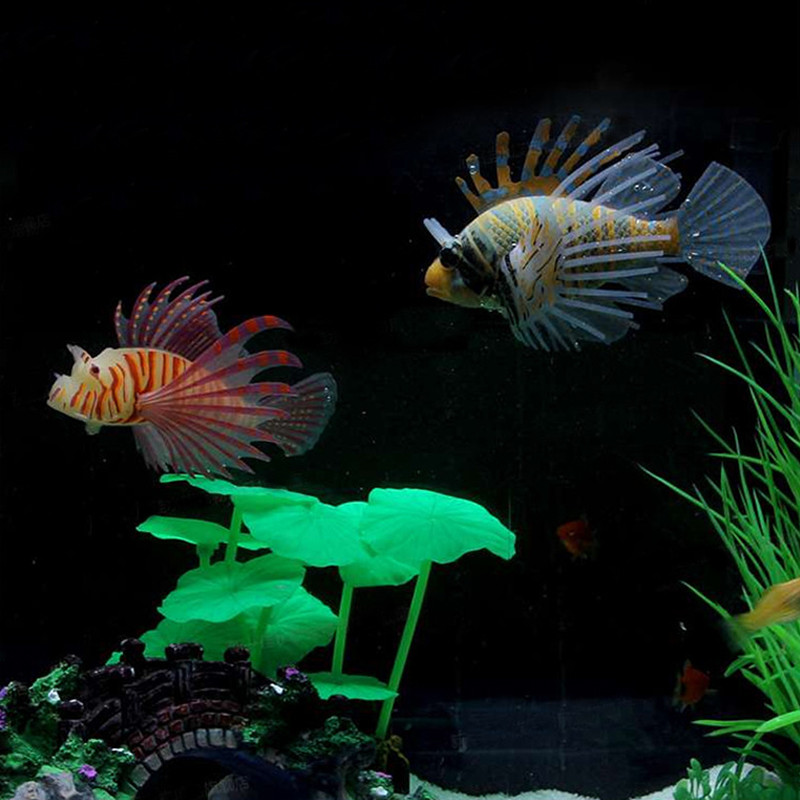 Διακόσμηση ενυδρείου Τεχνητά ψεύτικα ψάρια Φωτεινό LionFish για Διακόσμηση Δεξαμενής Ψαριών φόντου Ψάρια Terrarium για Διακοσμητικά Ενυδρείου