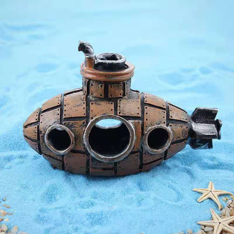 Un submarin plin de bule pentru decorarea acvariului pentru acvariu Pompă de oxigen Ornament pentru rezervor de pește Bubble de aer Piatră Accesorii de vizionare acvatică