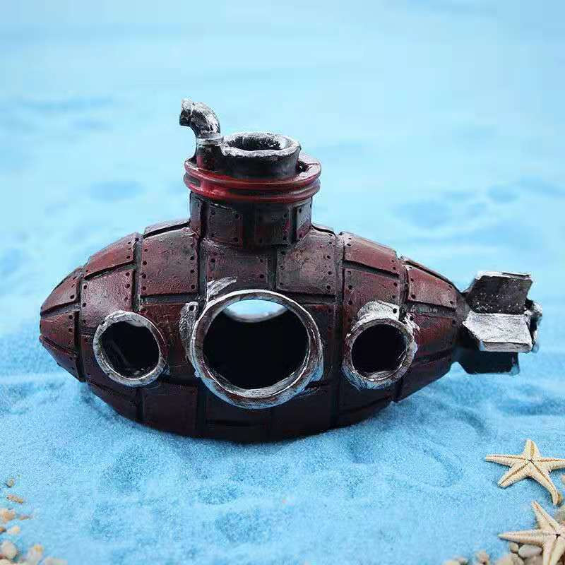 Un submarin plin de bule pentru decorarea acvariului pentru acvariu Pompă de oxigen Ornament pentru rezervor de pește Bubble de aer Piatră Accesorii de vizionare acvatică