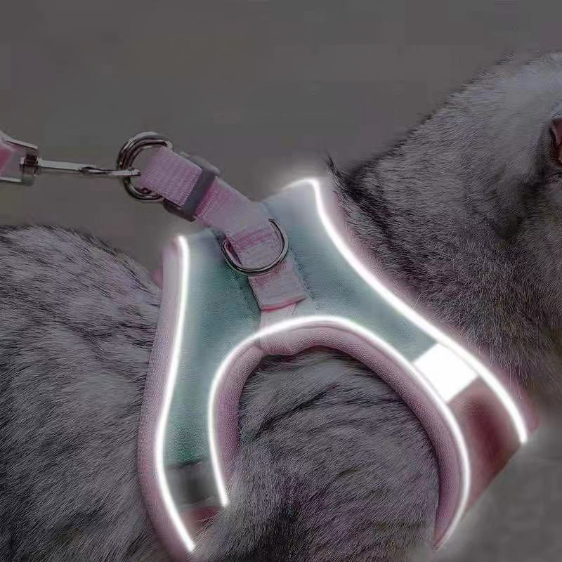 Ανακλαστικό σετ λουριών με λουριά γάτας Ρυθμιζόμενα λουριά γάτας Γιλέκο γιακά γάτας Λουρί για κατοικίδια εξωτερικού χώρου για γάτες σκύλους Αξεσουάρ για κατοικίδια