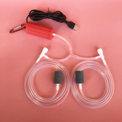 Mini majapidamises kasutatav akvaariumi hapnikupump koos topeltõhuga kivi summutiga USB laadimisõhupump energiasäästlikud kalapaagi tarvikud