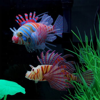 Ενυδρείο Τεχνητό Φωτεινό Lionfish Fish Tank Landscape Silicone Fake Fish Floating In Dark Στολίδι Διακόσμηση σπιτιού