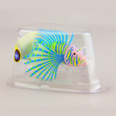 Ενυδρείο Τεχνητό Φωτεινό Lionfish Fish Tank Landscape Silicone Fake Fish Floating In Dark Στολίδι Διακόσμηση σπιτιού