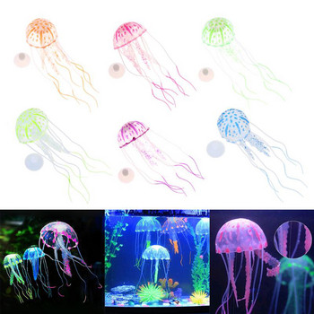 1PC Silicone Fish Simulation Artificial Jellyfish Glowing Ornaments Διακόσμηση ενυδρείου δεξαμενής ψαριών Άοσμο αξεσουάρ ενυδρείου