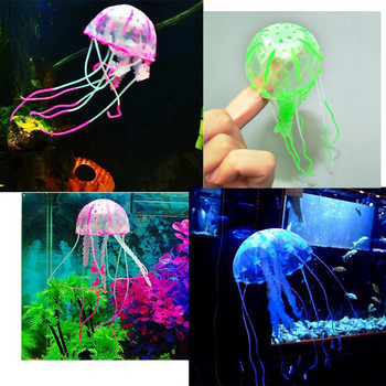 1PC Silicone Fish Simulation Artificial Jellyfish Glowing Ornaments Διακόσμηση ενυδρείου δεξαμενής ψαριών Άοσμο αξεσουάρ ενυδρείου