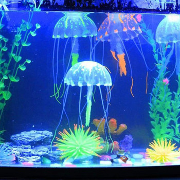 1PC Silicone Fish Simulation Artificial Jellyfish Glowing Ornaments Διακόσμηση ενυδρείου δεξαμενής ψαριών Άοσμο αξεσουάρ ενυδρείου