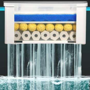 Fishbowl Water Curtain Filter Box with 3-in-1 Up Filter Φίλτρο κυκλοφορίας Καθαριστής νερού Aquarium Water Purfier χαμηλής στάθμης νερού