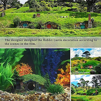 Φυσικό Χόμπιτ Σπίτι Ενυδρείο Διακοσμήσεις Rockery Fish Grimp Καταφύγιο Κρύβεται Σπήλαιο Δεξαμενή ψαριών Στολίδι Εξωραϊσμός Κάστρο