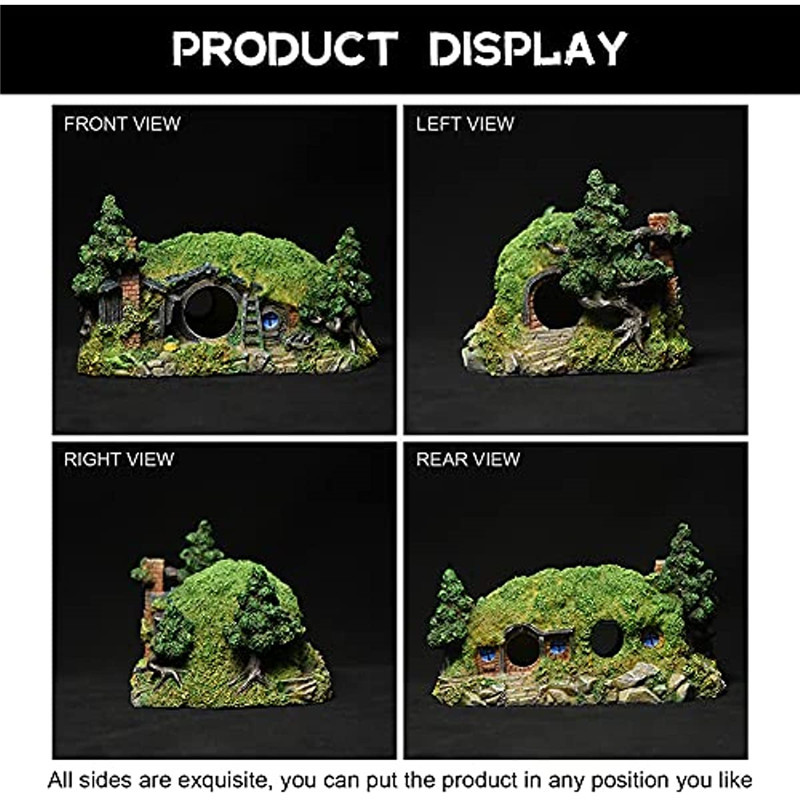 Φυσικό Χόμπιτ Σπίτι Ενυδρείο Διακοσμήσεις Rockery Fish Grimp Καταφύγιο Κρύβεται Σπήλαιο Δεξαμενή ψαριών Στολίδι Εξωραϊσμός Κάστρο