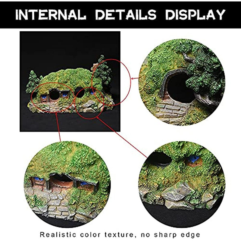 Φυσικό Χόμπιτ Σπίτι Ενυδρείο Διακοσμήσεις Rockery Fish Grimp Καταφύγιο Κρύβεται Σπήλαιο Δεξαμενή ψαριών Στολίδι Εξωραϊσμός Κάστρο