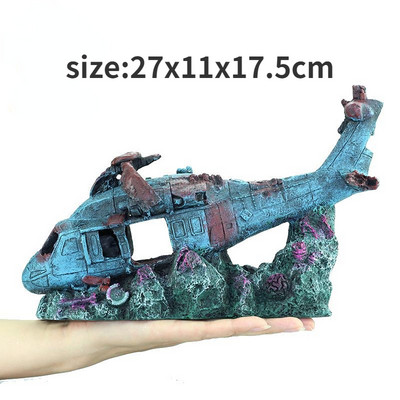 Διασκεδαστική διακόσμηση ενυδρείου Αεροσκάφη βομβαρδιστικών αεροσκαφών Wreckage Cave Ornaments Δεξαμενή ψαριών Εξωραϊσμός Αξεσουάρ φόντου για κατοικίδια με ψάρια