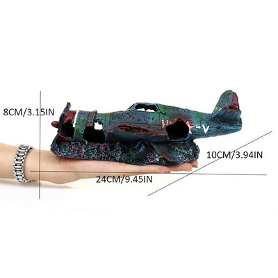 Διασκεδαστική διακόσμηση ενυδρείου Αεροσκάφη βομβαρδιστικών αεροσκαφών Wreckage Cave Ornaments Δεξαμενή ψαριών Εξωραϊσμός Αξεσουάρ φόντου για κατοικίδια με ψάρια