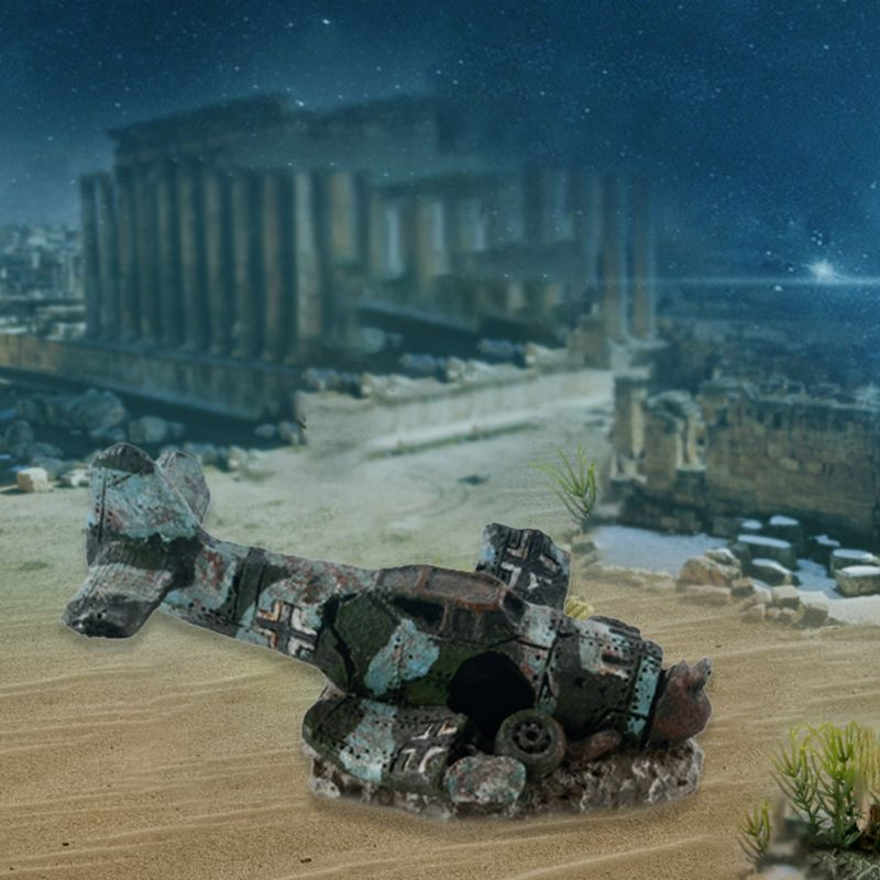 Διασκεδαστική διακόσμηση ενυδρείου Αεροσκάφη βομβαρδιστικών αεροσκαφών Wreckage Cave Ornaments Δεξαμενή ψαριών Εξωραϊσμός Αξεσουάρ φόντου για κατοικίδια με ψάρια