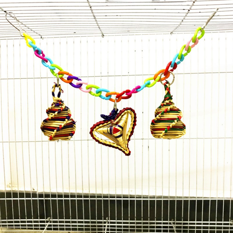 Papagal colorat acrilic pod cușcă pasăre amuzant animale de companie accesorii jucărie agățat jucării leagăn exercițiu cu lanț