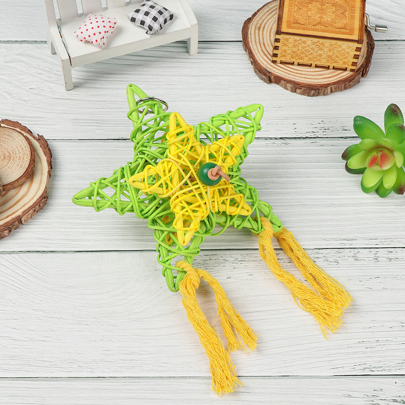 Cușcă de țesut din bambus natural din ratan/hârtie Jucării de mestecat păsări pentru animale de companie Cușcă pentru papagali Tocător de hrănire Decorat pentru agățat acasă