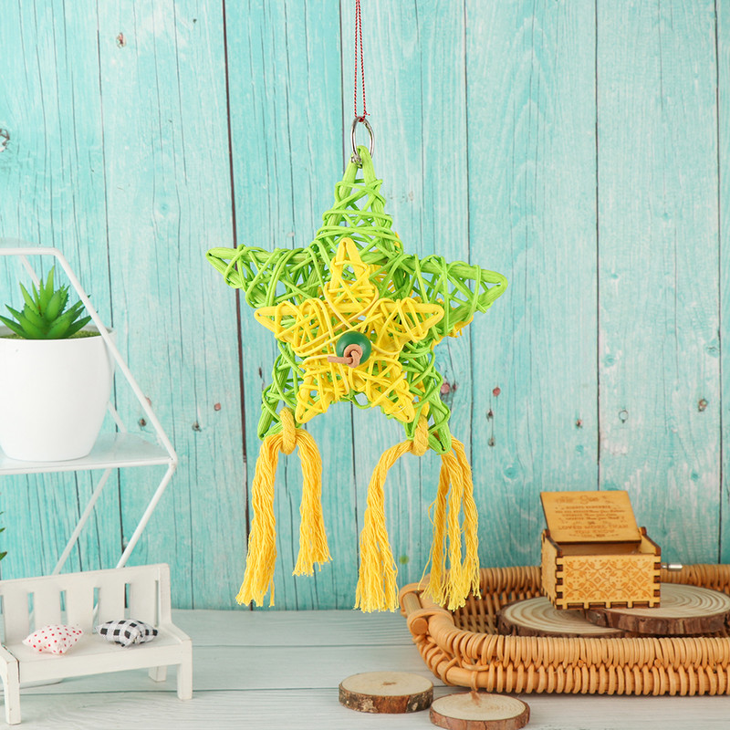 Cușcă de țesut din bambus natural din ratan/hârtie Jucării de mestecat păsări pentru animale de companie Cușcă pentru papagali Tocător de hrănire Decorat pentru agățat acasă