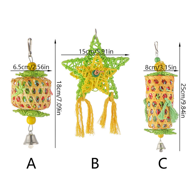 Cușcă de țesut din bambus natural din ratan/hârtie Jucării de mestecat păsări pentru animale de companie Cușcă pentru papagali Tocător de hrănire Decorat pentru agățat acasă