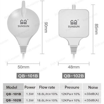 Изключително тиха въздушна помпа за аквариум Въздушен компресор Кислородна въздушна помпа Единичен усилвател Двоен изход 220-240V Водна помпа с регулируем обем на въздуха