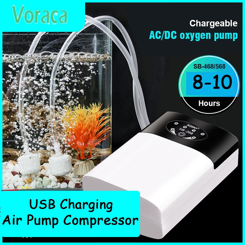 Pompă de aer cu putere Super mută Încărcare USB Baterie reîncărcabilă cu litiu Putere Compresor de oxigen Acvariu Rezervor de pește Pescuit în aer liber