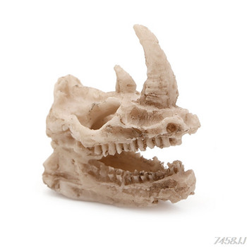 Аквариум Изкуствен череп на носорог Смола Декорация на терариум Симулация на аквариум Статуя Пейзаж Влечуго Пещера Къща Орнамент