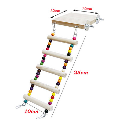 Leagăn de păsări Jucărie din lemn Suport de biban pentru papagali Suport de joacă cu mărgele de mestecat Cușcă Loc de joacă pentru păsări Budgie