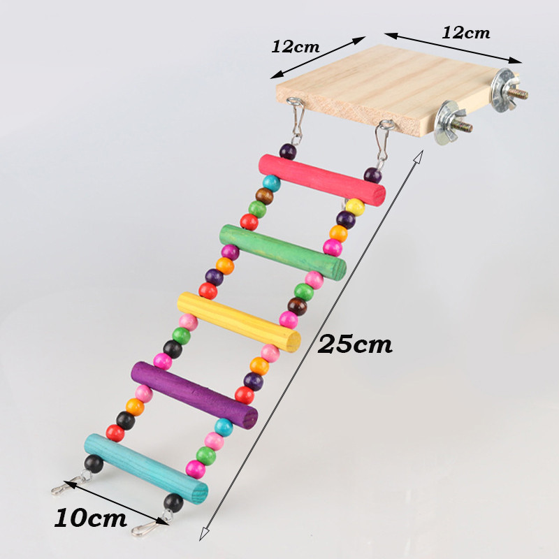 Leagăn de păsări Jucărie din lemn Suport de biban pentru papagali Suport de joacă cu mărgele de mestecat Cușcă Loc de joacă pentru păsări Budgie