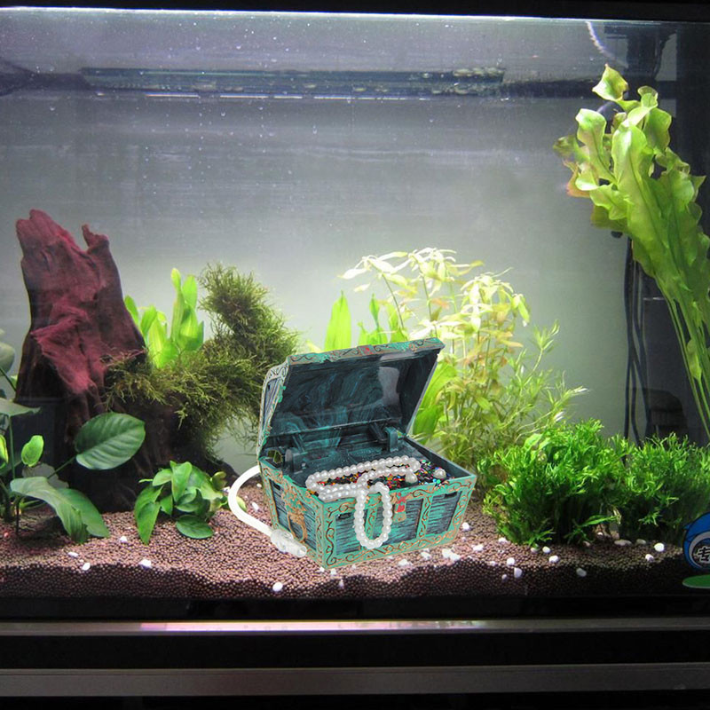 Akvarijski zračni ukras u obliku škrinje s blagom Fish Tank Aquascaping Decor