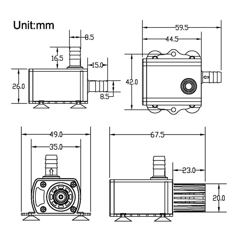 Decdeal ülivaikne miniharjadeta DC/USB veepump 5/12V 5-10W 250-400L/H tõstevõimega 300cm sukeldatav purskkaev akvaarium